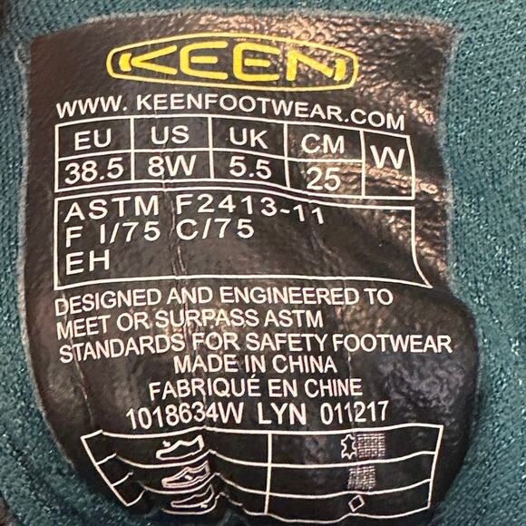 Keen Sedona Pulse Low Work Shoes Gray Teal Aluminum Toe Workwear Utility 8 Wide - Picture 8 of 9